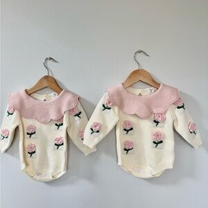Bundle!! New!! SHEIN Pink and White Baby Girls' Sweater Bodysuit. Qty 2 bundle